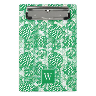 Mini Prancheta Preppy Golf Greek Key - Verde Clássico e Branco