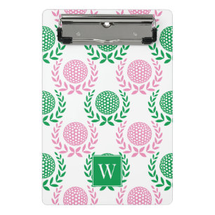 Mini Prancheta Preppy Golf Laurel Wreath - Rosa & Verde