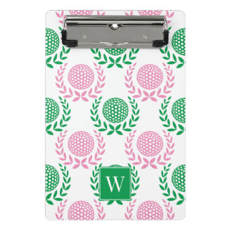 Mini Prancheta Preppy Golf Laurel Wreath - Rosa & Verde