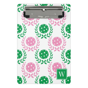 Mini Prancheta Preppy Pickleball Coroa de Louro - Rosa e Verde