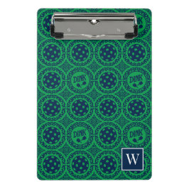 Mini Prancheta Preppy Pickleball Damask – Azul-marinho e Verde Di