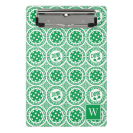 Mini Prancheta Preppy Pickleball Damask – Green Dink Motif  