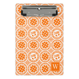 Mini Prancheta Preppy Pickleball Damask – Orange Dink Motif  