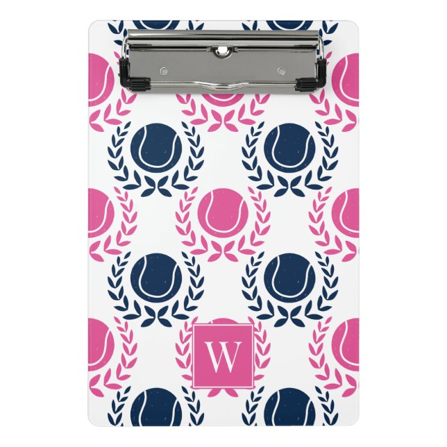 Mini Prancheta Preppy Tennis Laurel Wreath - Navy & Hot Pink (Frente)