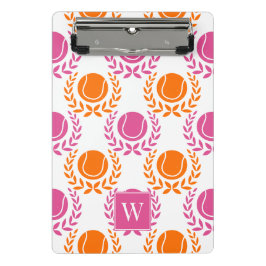 Mini Prancheta Preppy Tennis Laurel Wreath - Orange & Hot Pink