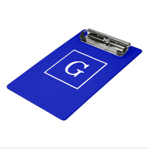 Mini Prancheta Real Azul Branco com quadro inicial Monograma