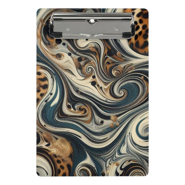 Mini Prancheta Redemoinho de Impressão de Leopardo Abstrato (Frente)