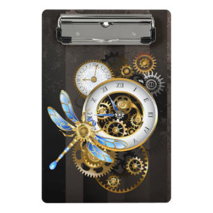 Mini Prancheta Relógio Steampunk com Dragonfly Mecânica