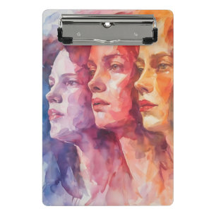 Mini Prancheta Rostos femininos - Pintura por aquarela