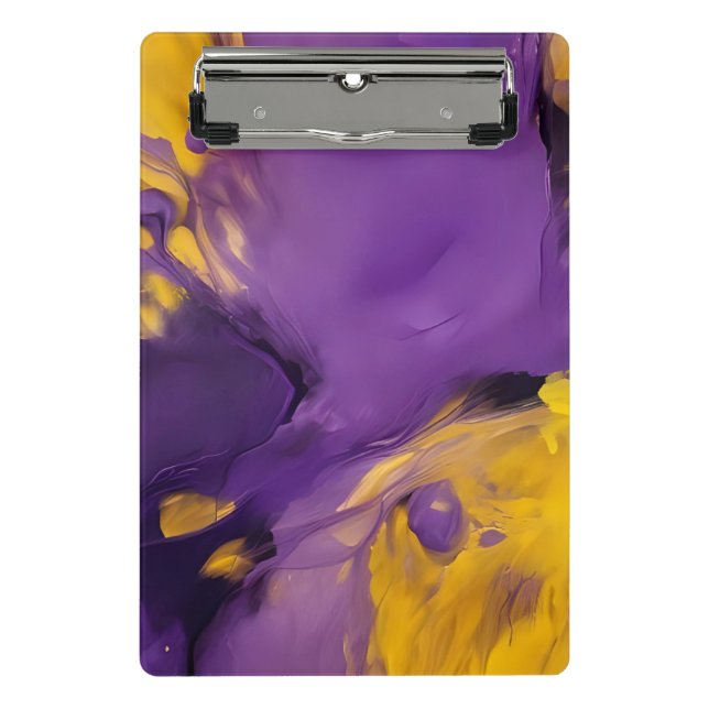Mini Prancheta Roxo e Dourado Abstrato (Frente)