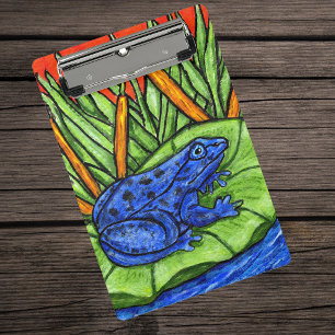 Mini Prancheta Sapo brilhante azul com vista no Grama Alto do Lil