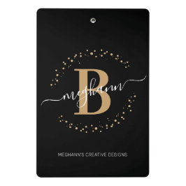 Mini Prancheta Script de Nome Dourado Negra Menino Moderno Monogr