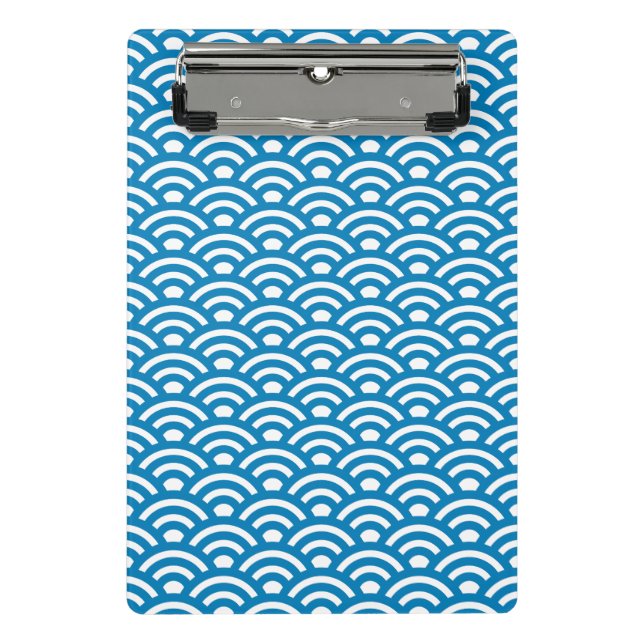 Mini Prancheta Seigaiha, Waves, Japanese, Blue and White (Frente)