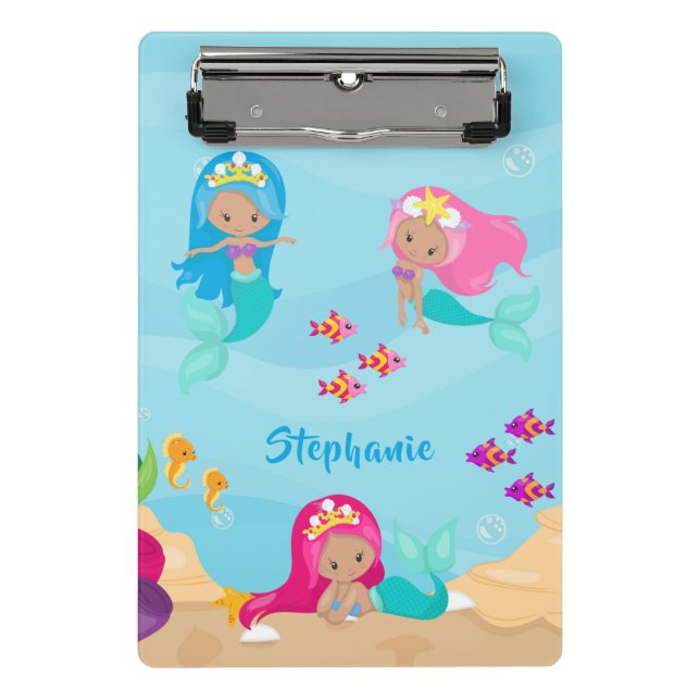 Mini Prancheta Sereia Bonita Personalizada Rapariga Sob O Mar (Frente)