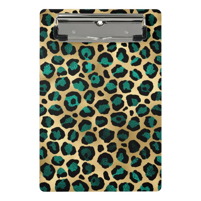 Mini Prancheta Série Leopardo-Teal e Dourada Design 14 (Frente)