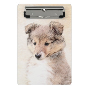 Mini Prancheta Shetland Sheepdog Puppy Pintura Original