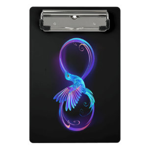 Mini Prancheta Símbolo Neon Infinity com Hummingbird brilhante