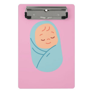 Mini Prancheta Sleeping Baby Swaddled in Blue