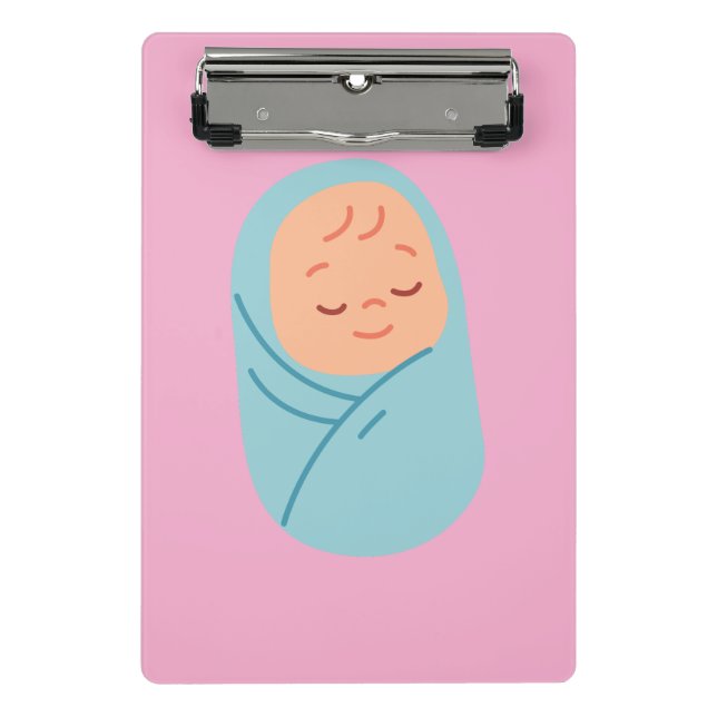 Mini Prancheta Sleeping Baby Swaddled in Blue (Frente)