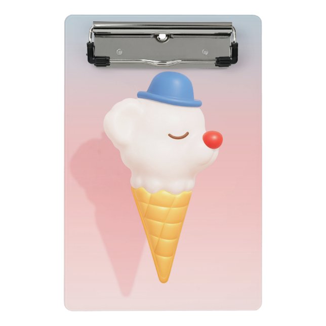 Mini Prancheta Smiley Cone: 3D Cute Dog Ice Cream Character Art (Frente)