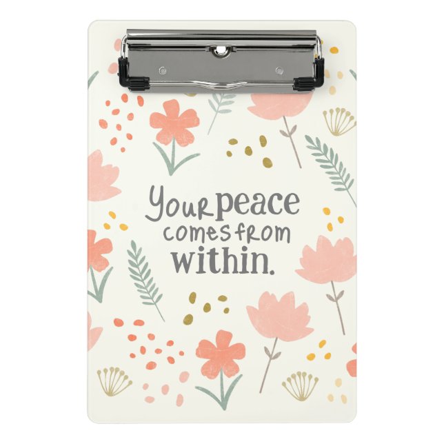 Mini Prancheta Sua paz vem de dentro - citação inspiradora (Frente)