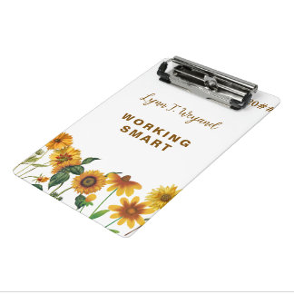 Mini Prancheta Sunflower Custom Name Bright Floral 