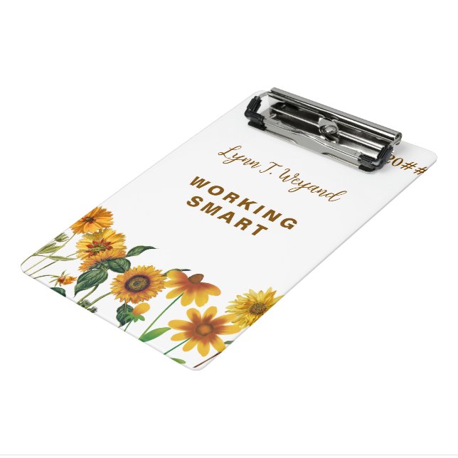 Mini Prancheta Sunflower Custom Name Bright Floral  (Inclinado3)