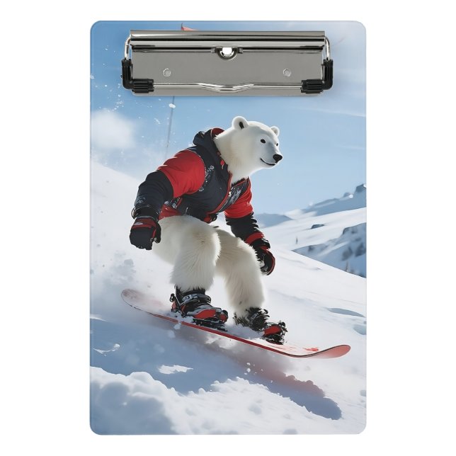 Mini Prancheta Surreal Urso Polar Snowboard Invólucro de inverno (Frente)