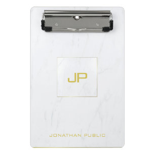 Mini Prancheta Tendência moderna de mármore branca Monogrammed