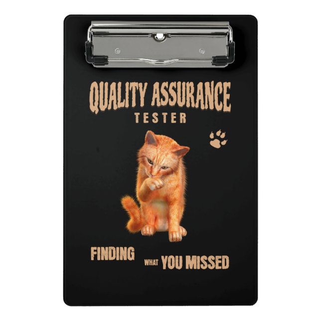 Mini Prancheta Testador de QA Humor de Gato (Frente)