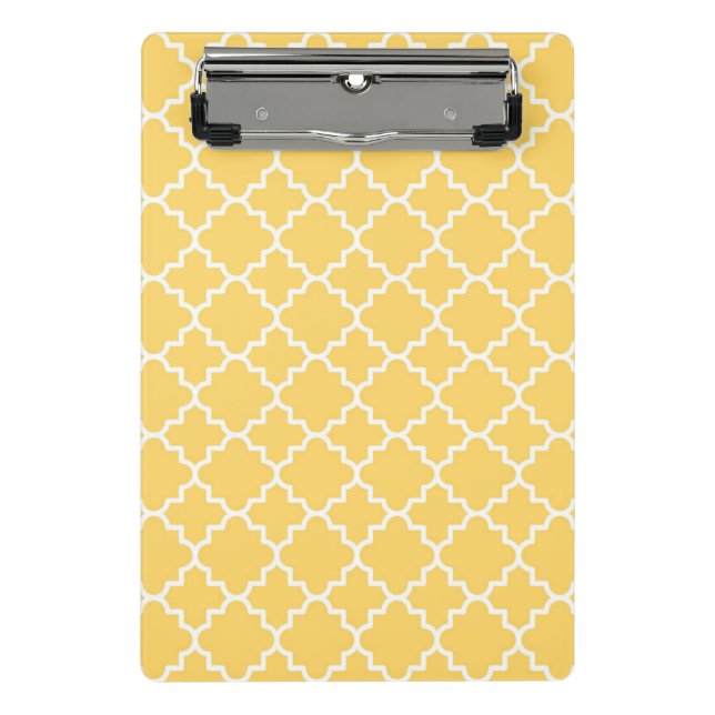 Mini Prancheta Teste padrão amarelo de Quatrefoil (Frente)
