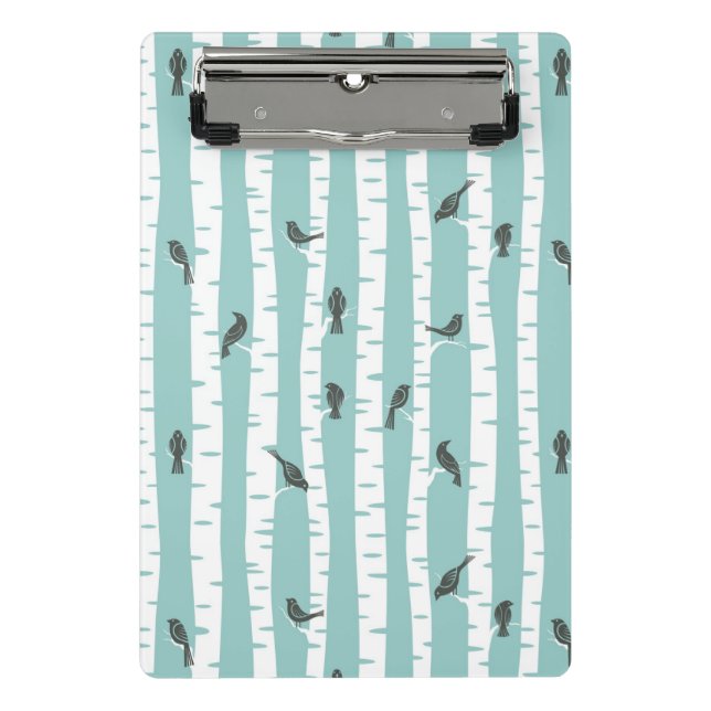 Mini Prancheta Teste padrão com pássaros e árvores (Frente)