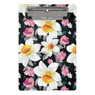 Mini Prancheta Teste padrão da elegância com flores do narciso