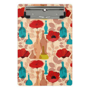 Mini Prancheta Teste padrão das flores, dos vasos e das garrafas
