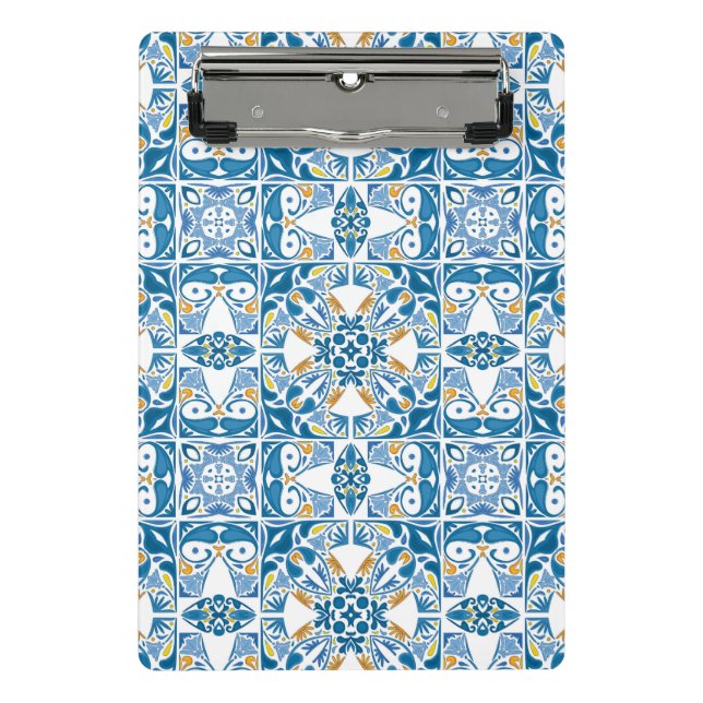 Mini Prancheta Teste padrão do azulejo do português (Frente)