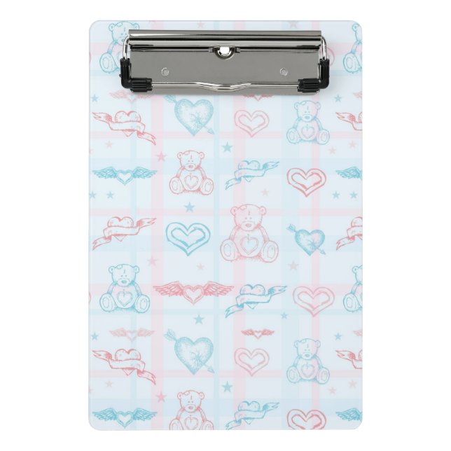 Mini Prancheta teste padrão do bebê com urso de ursinho (Frente)