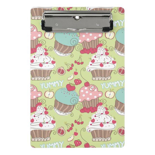 Mini Prancheta Teste padrão do cupcake (Frente)