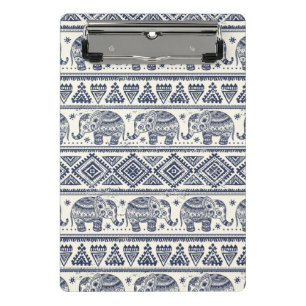 Mini Prancheta Teste padrão étnico azul do elefante