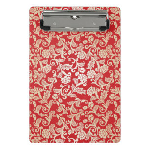 Mini Prancheta Teste padrão floral do fundo do damasco