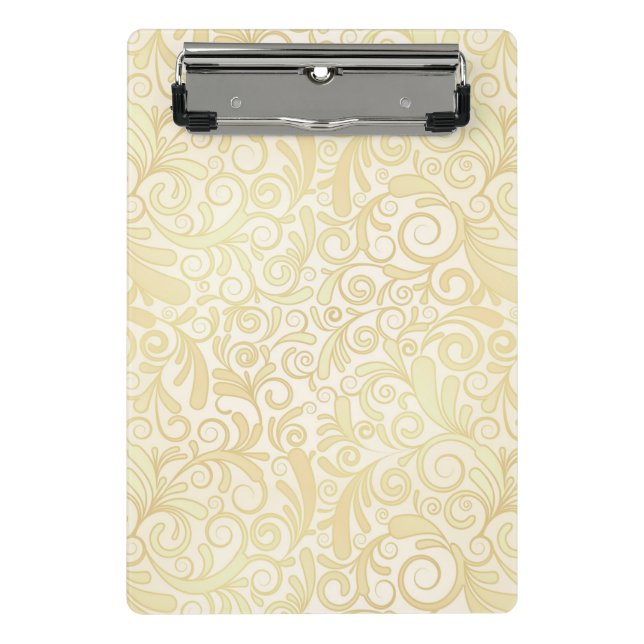 Mini Prancheta Teste padrão floral Dourado das folhas (Frente)