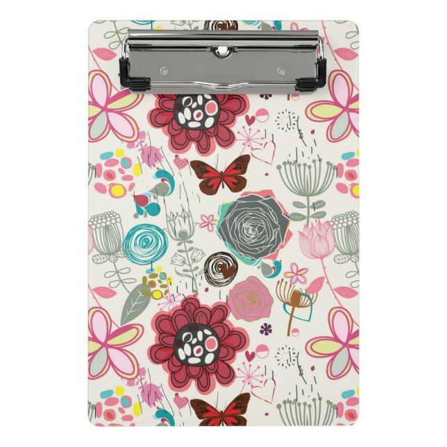 Mini Prancheta Teste padrão floral no estilo retro 5 (Frente)