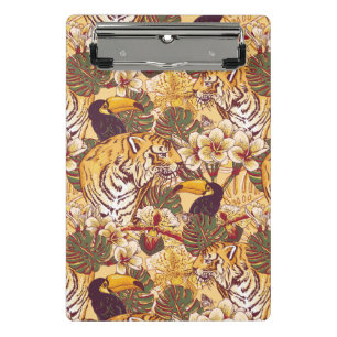 Mini Prancheta Teste padrão floral tropical com tigre