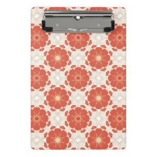 Mini Prancheta Teste padrão floral vermelho e Dourado do laço