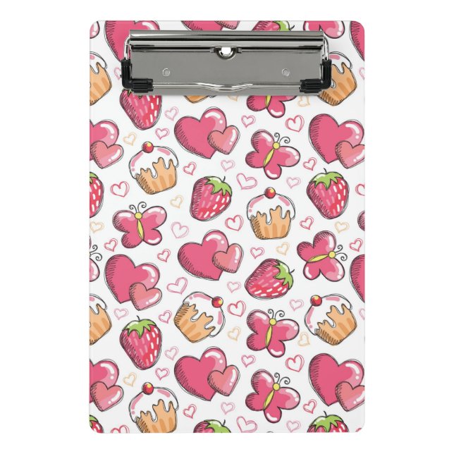 Mini Prancheta teste padrão romântico da comida (Frente)