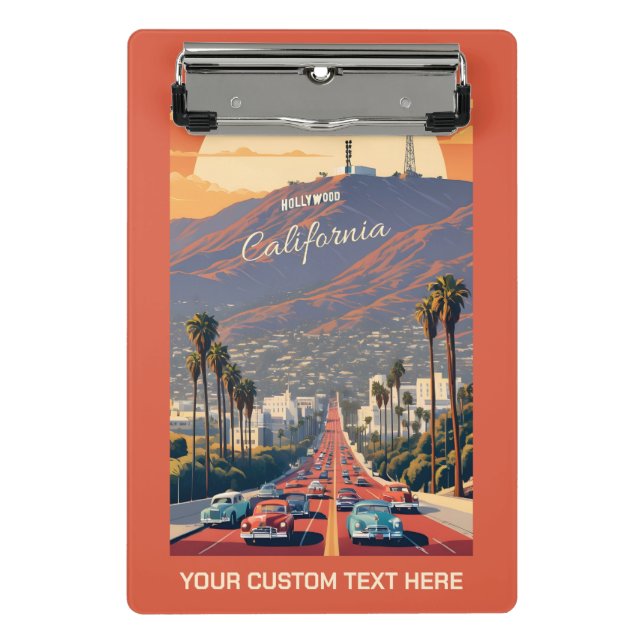 Mini Prancheta Texto Personalizado Hollywood Califórnia (Frente)