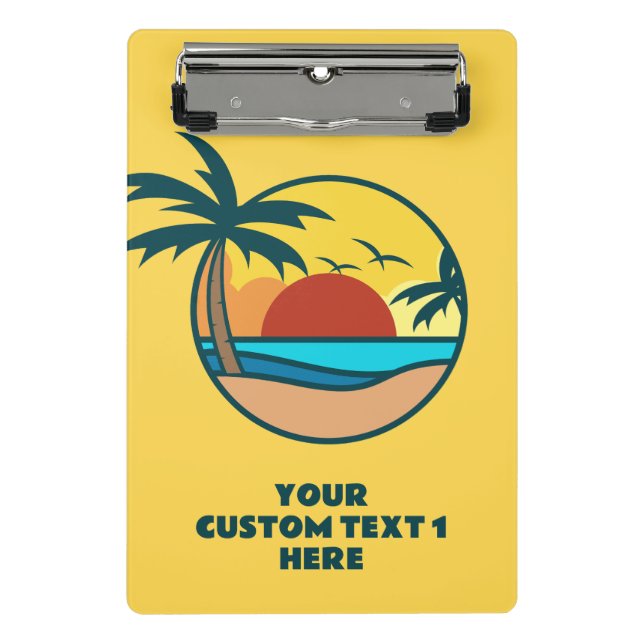 Mini Prancheta Texto personalizado — Sunset de praia tropical (Frente)
