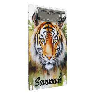 Mini Prancheta Tiger Pastel Flowers Safari Watercolor Savannah