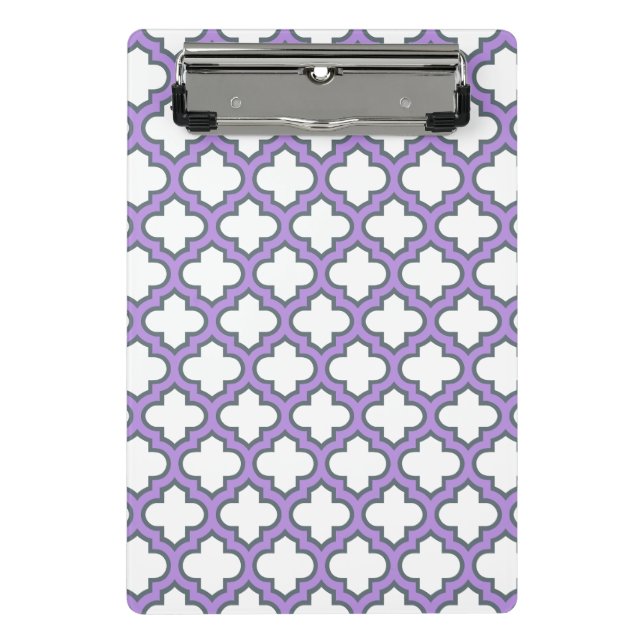 Mini Prancheta Trellis branca e roxa, lete, quatrefoil (Frente)