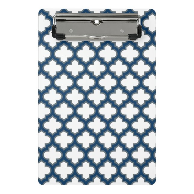 Mini Prancheta Trellis, Latite, Quatrefoil, de cor branca e Marin (Frente)
