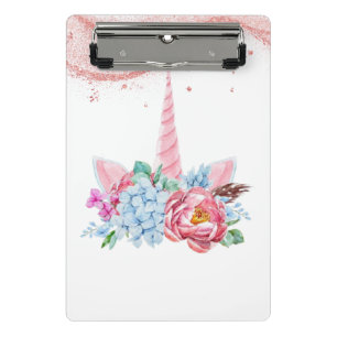 MINI PRANCHETA UNICORN PINK FLORAL DE VOLTA À ESCOLA